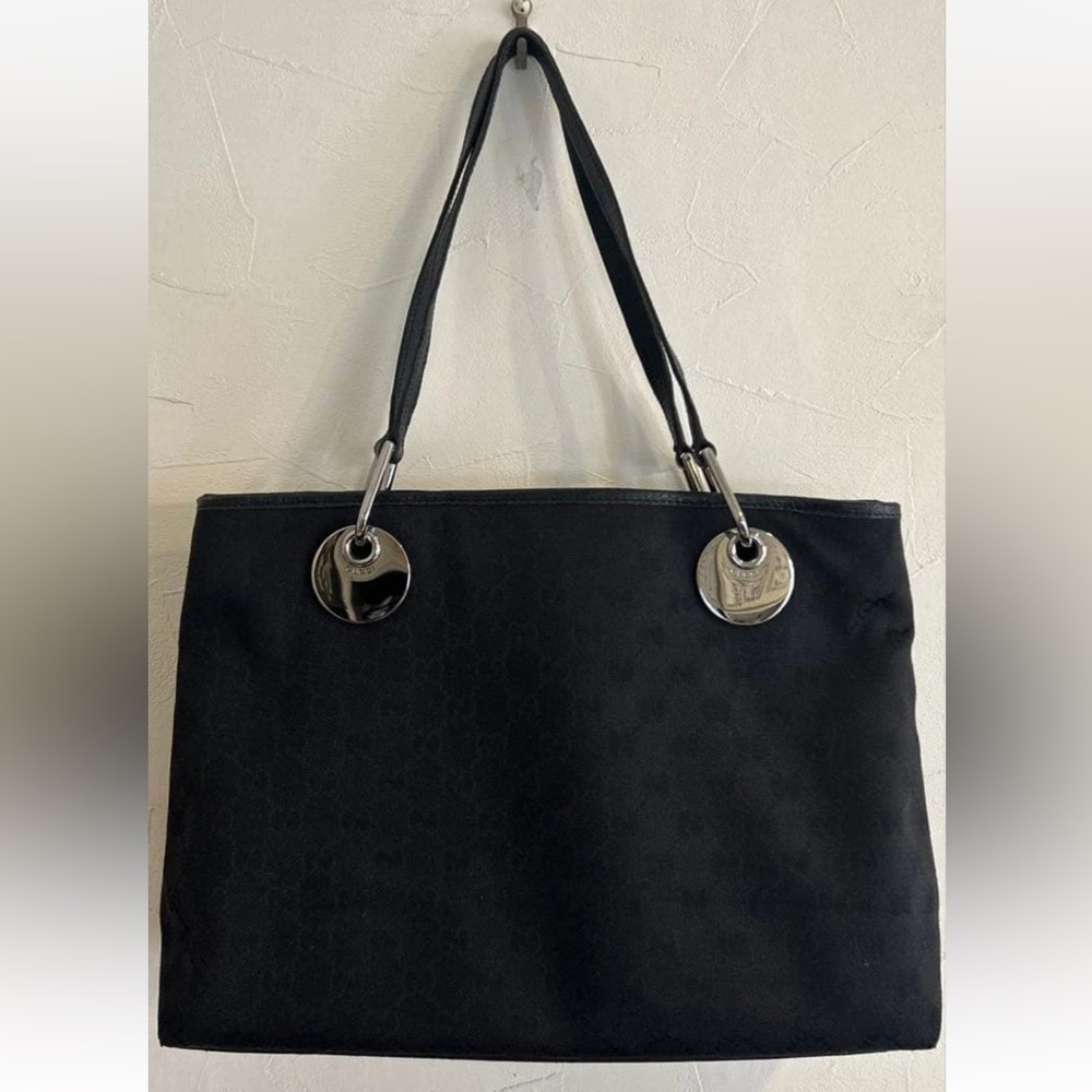Gucci Black Tote Bag with Silver Accents